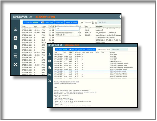 SIMNOVATORのテストログ表示画面